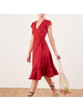 Reformation Apricot red wrap dress